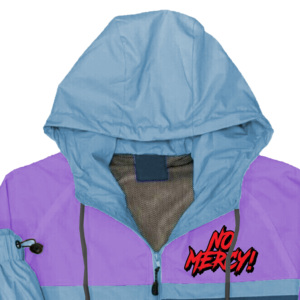 Ensemble de survêtement unisexe léger en polyester/nylon, à capuche, imprimé délavé, color block violet et bleu, manches longues, avec cordon de serrage - Product Image 2