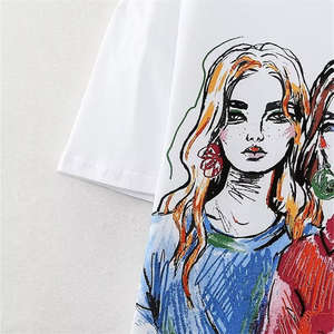 Camisetas Casuales Estampadas para Mujer OEM, Camiseta de Algodón Suave de Alta Calidad, Ajuste Cómodo para Fabricación de Marca Privada - Product Image 5