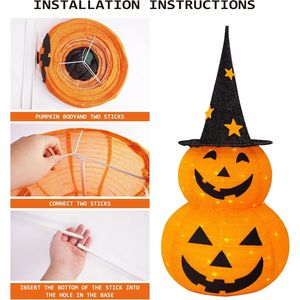 Cappello a Forma di Zucca Pre-Illuminato da 3 Piedi con 50 LED, Decorazioni Pieghevoli per Halloween con 8 Modalità di Illuminazione, Jack-o'-Lantern Pop - Product Image 5
