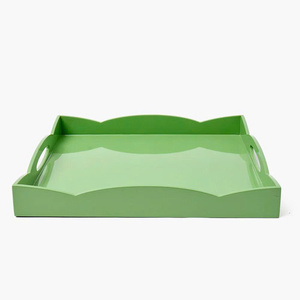 Modern Set Of 2 Green Lacquer Tray Functional Serving Tray For Kitchen Use And Home Organization - Product Image 3