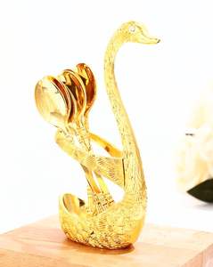 Support à cuillères en métal, décoration de table en forme de cygne, support de rangement pour couverts, support élégant pour ustensiles, porte-cuillères en acier poli, accessoire de salle à manger - Product Image 1