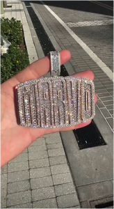 Colgante de Letra con Moissanita Brillante, Plata de Ley 925, Letra Inicial con Incrustaciones de Moissanita, Estilo Hiphop, Personalizado - Product Image 4