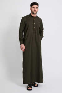 Túnica Masculina al por Mayor, Estilo Árabe Saudí, Manga Larga, Largo hasta el Tobillo, Poliéster Transpirable, Ligera, Informal, Antiarrugas, para Ramadán, Musulmana - Product Image 4