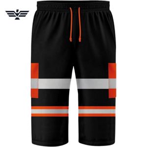 Pantalones Cortos de Seguridad de Trabajo de Poliéster Fluorescente de Alta Visibilidad Personalizados con Cinta Reflectante |   Pantalones Cortos de Alta Visibilidad para Trabajo Industrial - Product Image 1