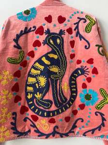 Veste d'hiver 2026, style ethnique chic, vêtement d'extérieur en coton indien, broderie Suzani faite à la main, veste d'hiver en velours, manteau vintage unisexe - Product Image 2