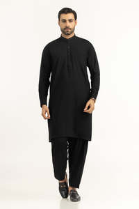 Costume Salwar Kameez Noir Respirant Personnalisable 2026 – Vente en Gros Usine – Tenue Décontractée Homme pour Mariage Pakistanais, Fête, Aïd, Ramadan - Product Image 2