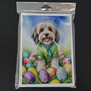 Whimsical Tibetan Terrier <b>Easter</b> Egg Hunt A7 Greeting <b>Cards</b> <b>Pack</b> of 8 Blank Note <b>Cards</b> with Envelopes Size 5x7 - Product Image 3