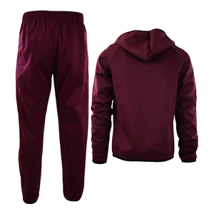 Conjunto Deportivo Unisex Color Borgoña, Sudadera con Capucha y Cierre de Cremallera, Pantalones Deportivos Casuales de Color Sólido, Transpirables, Corte Regular, para Otoño - Product Image 2