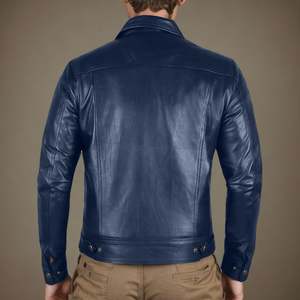 Veste en cuir véritable pour homme avec poches zippées, rangement sécurisé, vêtement technique athlétique écologique - Product Image 4