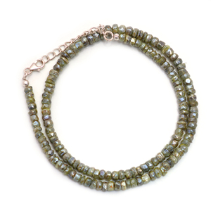 <b>Classic</b> Natural Vassonite Strand Necklace 925 Sterling Silver Handmade Gemstone Jewelry Women Trendy 15.5 Inch Unique Design - Product Image 3