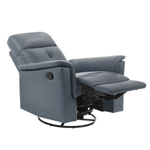 Poltrona Reclinabile Moderna in Pelle Blu-Grigio con Movimento Girevole e Oscillante, Arredo Comfort per Soggiorno - Product Image 4