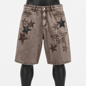 Shorts en jean baggy personnalisés pour hommes, style streetwear - Product Image 1