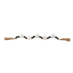 <b>Best</b> Seller Distressed White Resin Bead Garland With Tassels Rustic Farmhouse Decor Boho Home Styling Accent Piece - Product Image 4