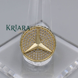 Anillo de Diamante Cultivado en Laboratorio Chapado en Oro para Hombre, Corte Brillante Redondo, Estilo Hiphop, Uso Diario - Product Image 1