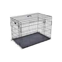 Cage à chien pliable en fil métallique à double porte, cage pour animaux de compagnie en métal avec plateau amovible et loquet coulissant pour chenil d'intérieur