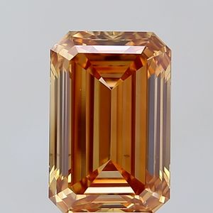 Diamant de laboratoire taille émeraude 4,03 ct, fantaisie orange clair VS2, certifié IGI - Product Image 2