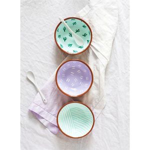 Juego de Tazones de Cerámica Modernos con Diseño Impreso, Tazones Artesanales para Sopa, Ensalada, Arroz, Aptos para Microondas - Product Image 1