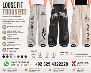 XPERT MFG. Pantalon de survêtement décontracté en molleton bouclette délavé à l'acide, coupe ample, écoresponsable, mélange coton-polyester, taille mi-haute, effet peint - Product Image 1