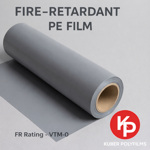 KUBER POLYFILMS Film en polyéthylène PE ignifuge, résistant au feu, grade FR, indice VTM-0, surface brillante, surface lisse, jusqu'à 84 - Product Image 4