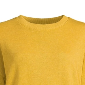 Sudadera de punto amarilla lisa de cuello redondo extragrande para mujer, manga larga, corte regular, algodón transpirable, para otoño - Product Image 5