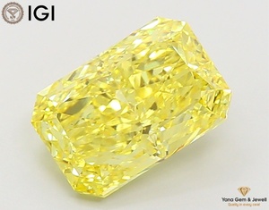 Diamant de laboratoire cultivé CVD de 4,51 carats, couleur jaune vif fantaisie, clarté VS1, taille radiant, parfait pour un chef-d'œuvre, avec certificat IGI - Product Image 1
