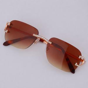 Gafas de Sol de Lujo de Alta Calidad, Marca Reconocida, para Hombre, Sin Montura, Metálicas, Lentes Coloridas, Estilo Vintage, con Moissanita - Product Image 3