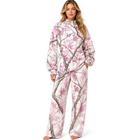 Achetez un ensemble de survêtement camouflage rose en écorce d'arbre pour femme, sweat-shirt à col montant et pantalon large décontracté à manches longues