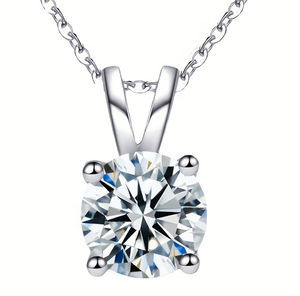 Collar con Colgante de Plata de Ley 925 con Zirconia Cúbica de Corte Brillante de 2 Quilates, Cadena de Eslabones, Regalo de Boda, Compromiso, Fiesta, Moderno - Product Image 1