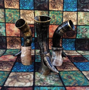 Luxury Medieval <b>Drinking</b> Horn With <b>Stand</b> Handcrafted Natural Cow Horn Beer Wine Party Gift Decoration Accessory Set - Product Image 2