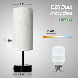 Lampada da Comodino Dimmerabile a 3 Intensità con Porte di Ricarica USB AC, Piccola Lampada da Comodino con Controllo Touch e Porte di Ricarica USB A+C - Product Image 1