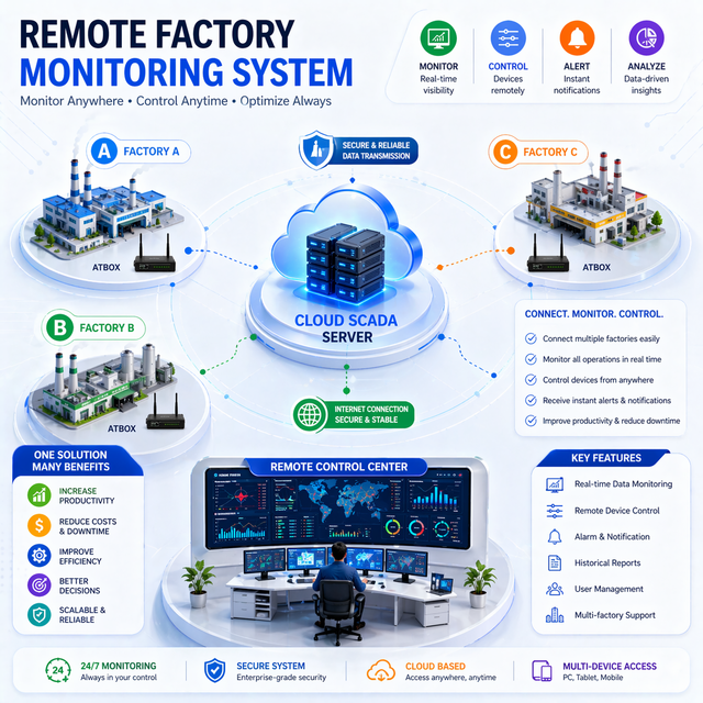 Remote Factory SCADA Monitoring System – Free SCADA Platform | ATScada System – OEM Available