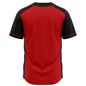 เสื้อเบสบอลชายสีแดงดำคุณภาพพรีเมียมสั่งทำพิเศษ แขนสั้น ติดกระดุมด้านหน้า ระบายเหงื่อได้ดี ทรงปกติ ใส่ได้ทุกฤดู - Product Image 6