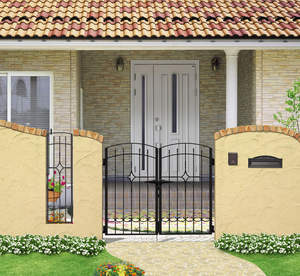 Portail double battant en fer forgé traditionnel KHP, commande manuelle, revêtement poudré, durable, pour usage extérieur - Product Image 5
