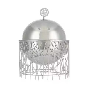 Plat de service chauffe-plats arabe beige le plus populaire, avec base cylindrique découpée et dôme, pour restaurants haut de gamme - Product Image 6
