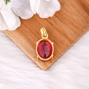 Colgante de Turmalina Rosa Hidro Ovalada, Chapado en Oro Amarillo sobre Latón, Joyería de Moda Hecha a Mano, Regalo Clásico de Diseñador para Mujer - Product Image 4