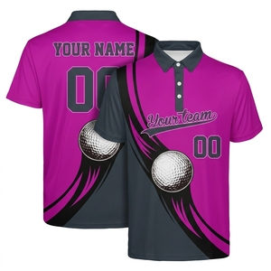 <b>Men's</b> <b>Purple</b> Golf <b>Polo</b> <b>Shirt</b> Short Sleeve Digital Print Custom Name Number Quick Dry Knitted Polyester Sport Wear - Product Image 3