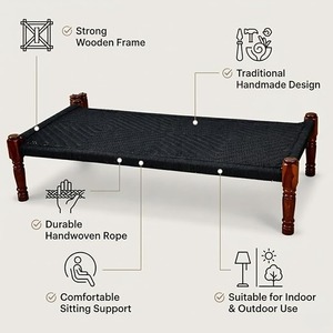 Handwoven Rectangle Charpai <b>Bench</b> Traditional Indian Design Durable Wooden <b>Indoor</b> Home Furniture Modern Bohemian Style - Product Image 2
