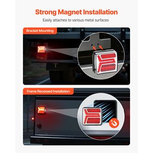 2 feux arrière LED 12V carrés magnétiques certifiés DOT, étanches, pour remorque, avec kit d'éclairage de plaque d'immatriculation, fonctions Stop, Frein et Clignotant, État neuf - Product Image 3