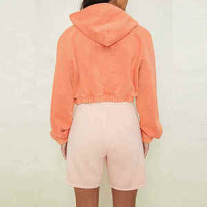 เสื้อฮู้ดครอปผู้หญิงคุณภาพพรีเมียมปี 2026 ดีไซน์สีสันสดใส ผ้าฟลีซ แฟชั่นทันสมัย เสื้อฮู้ดสั่งทำพิเศษแบบสั้นสำหรับผู้หญิง - Product Image 3