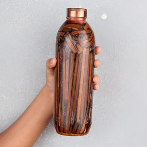 Bouteille d'eau en cuivre à motif grain de bois, design bois naturel, réutilisable, anti-fuite, pour voyage, avec logo personnalisé, cadeau - Product Image 3
