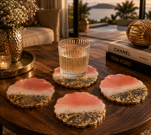 Luxurious Epoxy Resin <b>Coasters</b> With Gold Foil Edges Premium Tea Coffee Marble <b>Drink</b> <b>Coasters</b> <b>for</b> Home Office Gifts Table Decor - Product Image 4