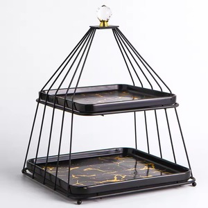 Atractivo Soporte de Pastel de Tres Niveles de Metal y Mármol para Regalos y Servir Invitados en Ocasiones Festivas, Procedente de la India - Product Image 3