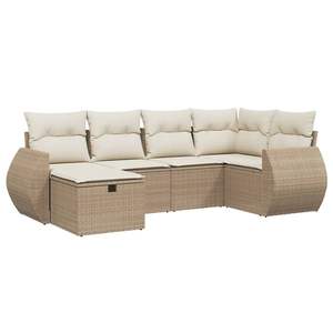 Ensemble de canapés de jardin modulaires de grande taille en polyrotin beige, acier et polyester - Product Image 2