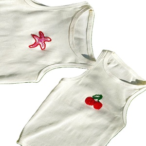 เสื้อครอปปักมือด้วยผ้าฝ้ายผสมไหมและลูกปัดเม็ดเล็ก ปรับแต่งสีและดีไซน์ได้ แฟชั่นฤดูร้อนสุดเก๋ - Product Image 2