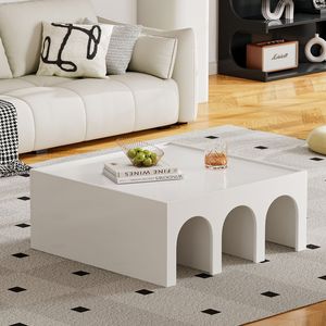 Libreria Multifunzionale a 4 Ripiani Bianca, Tavolino da Caffè, Arredamento Creativo per Soggiorno, Camera da Letto, Sala da Pranzo, Studio, Ingresso - Product Image 5