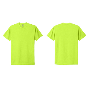 T-shirt à manches courtes vert néon pour homme, col rond, logo personnalisé imprimé, jersey décontracté en coton, coupe classique, design avant fluorescent - Product Image 3