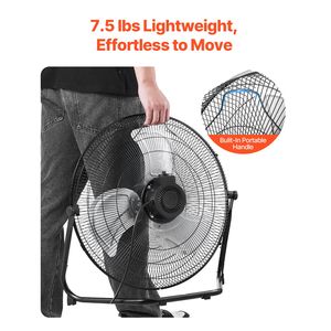 Ventilatore Industriale da Pavimento ad Alta Velocità da 18 Pollici, 3 Velocità, 4000 CFM, Inclinazione Regolabile a 360 Gradi, Flusso d'Aria 19,69 Ft/sec, Scatola Robusta - Product Image 6