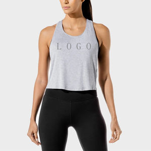Camiseta sin mangas deportiva para mujer, estilo racerback, gris, con estampado de letras, transpirable, de punto, para gimnasio - Product Image 1