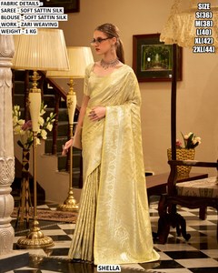 Sari traditionnel de fête Royal Amora brodé, anti-transpiration et infroissable - Product Image 4