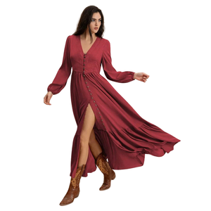 Vestido largo floral con cuello cuadrado para mujer, vestido de playa de manga corta - Product Image 3